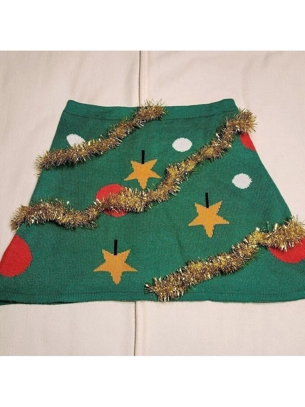 With Love Derek Green Gold Tinsel Knit Mini Skirt Large - Picture 6 of 9